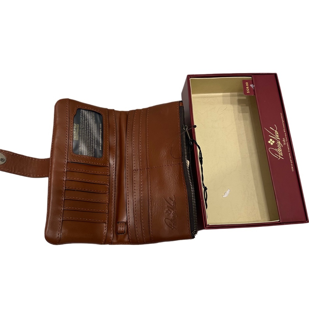 PATRICIA NASH Tooled Floral Leather Clutch Wallet Annesley Twist Lock‎ Brown NWT - Picture 4 of 4